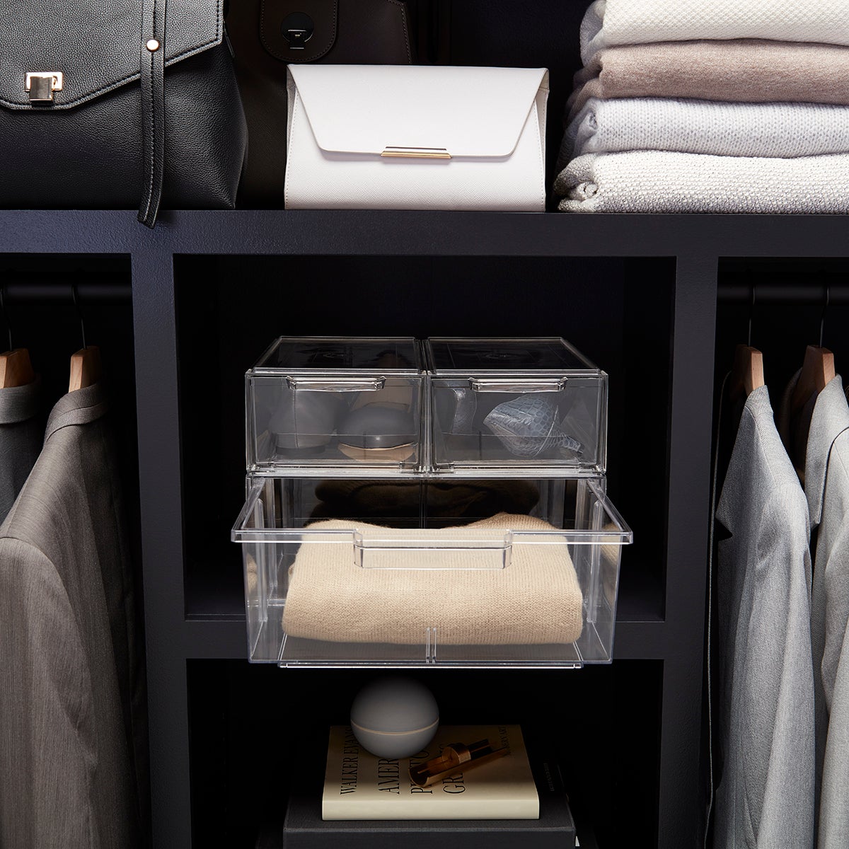 clear stackable drawers container store